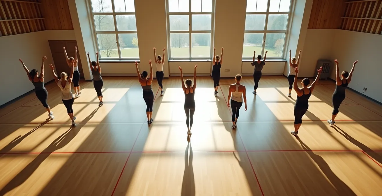 Gruppe beim gemeinsamen Training im deutschen Sportverein