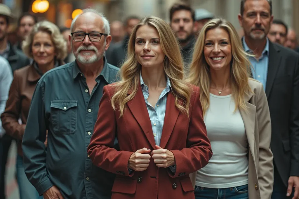 Seniorengruppe trainiert gemeinsam auf einem Trimm-Dich-Pfad im Wald