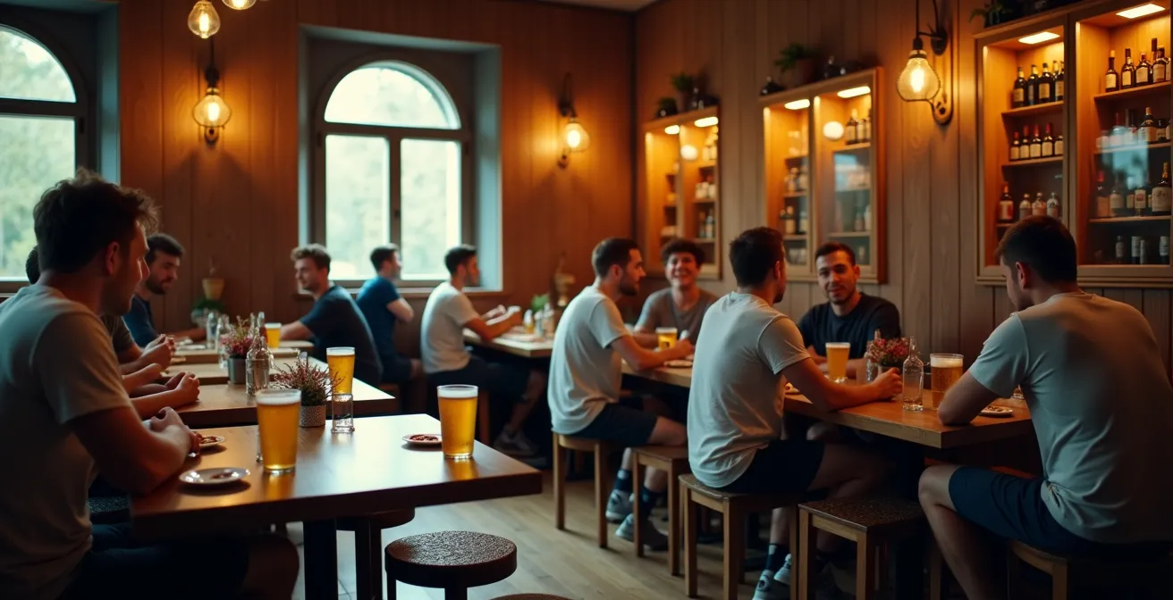 Gemütliche Vereinsrunde nach dem Training in traditioneller deutscher Vereinsgaststätte