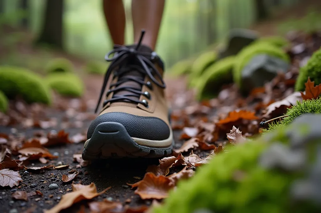Person beim meditativen Wandern im deutschen Mittelgebirge als aktive Erholung