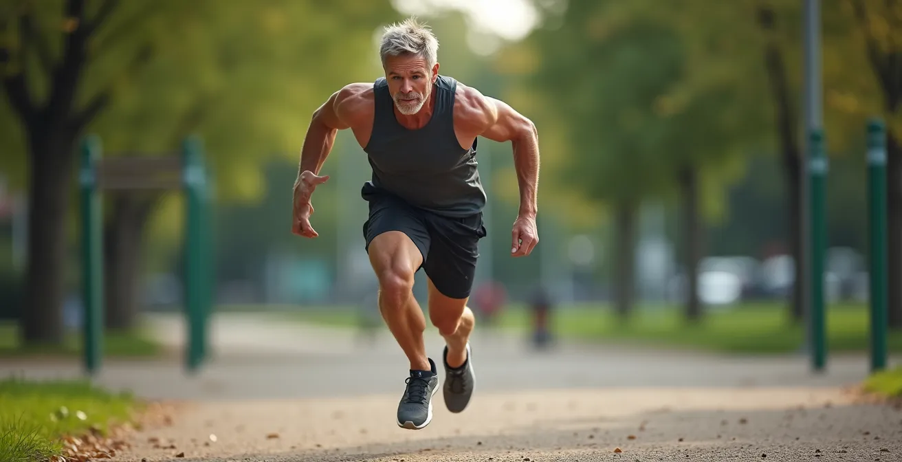 Sportler beim hochintensiven Intervalltraining im Park