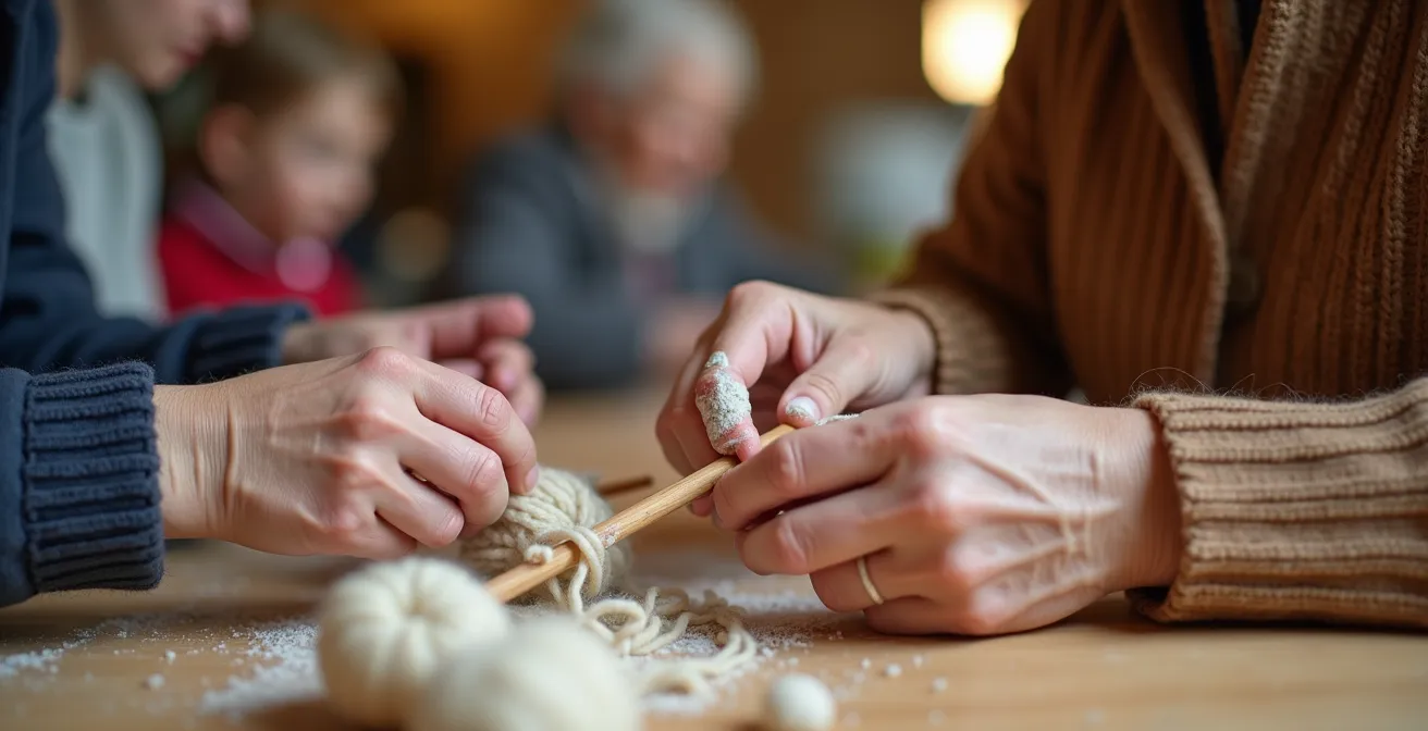 Menschen verschiedenen Alters arbeiten gemeinsam an kreativen Projekten