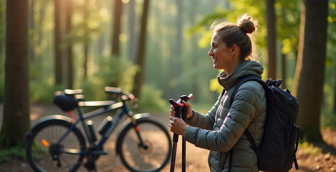 Outdoor-Einsteiger testet verschiedene Sportarten in deutscher Naturumgebung