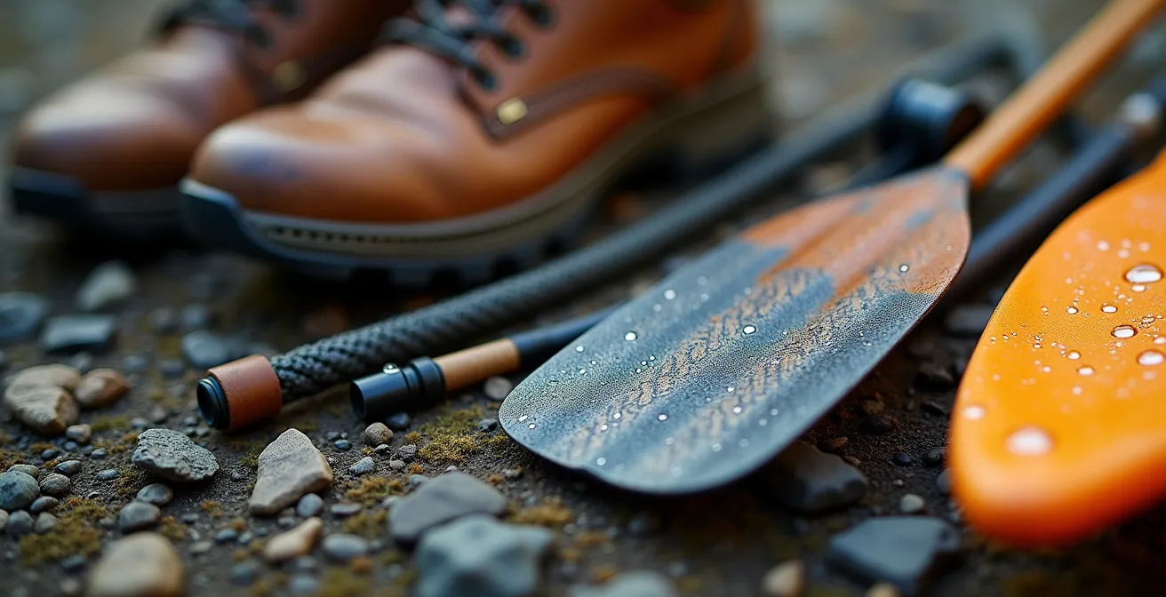 Makroaufnahme von Outdoor-Ausrüstung symbolisiert verschiedene Persönlichkeitstypen