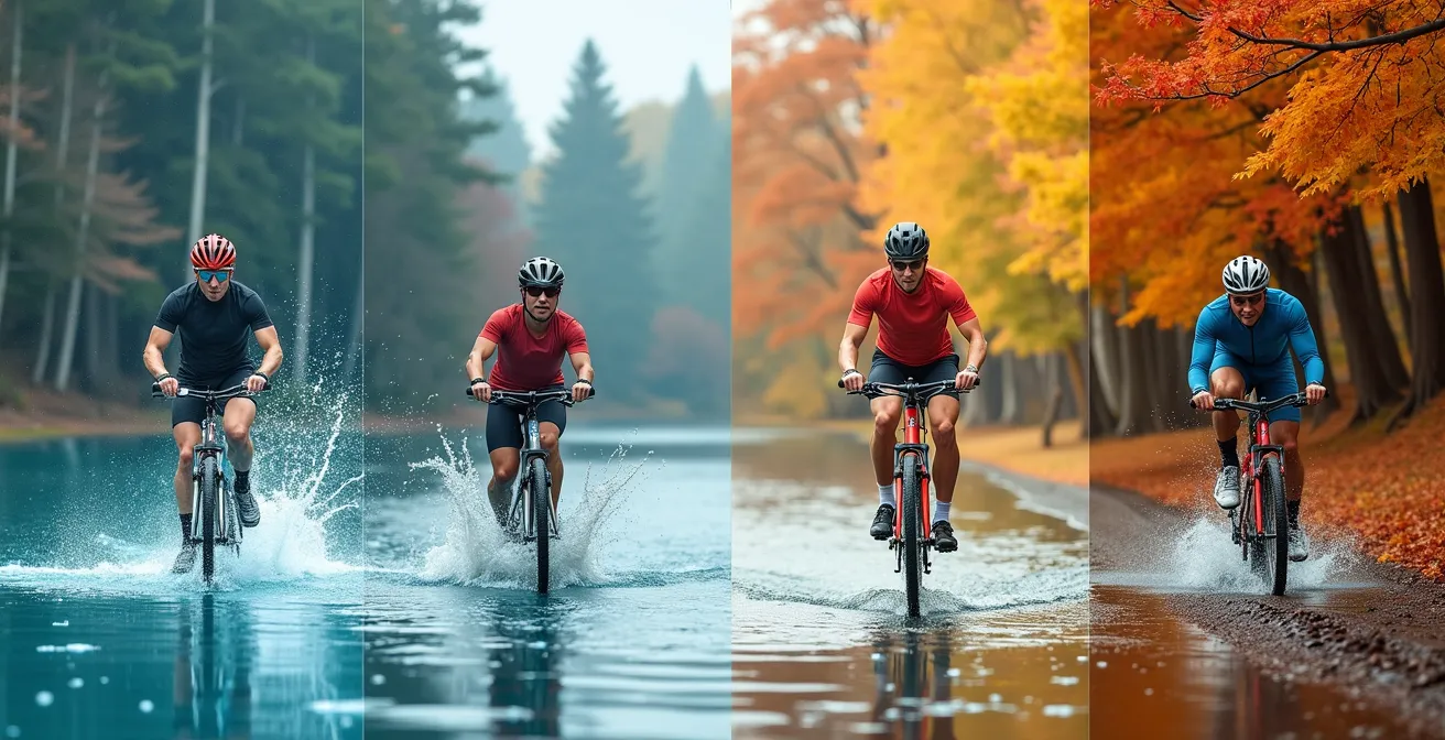 Sportler bei verschiedenen Jahreszeiten-Aktivitäten in Deutschland